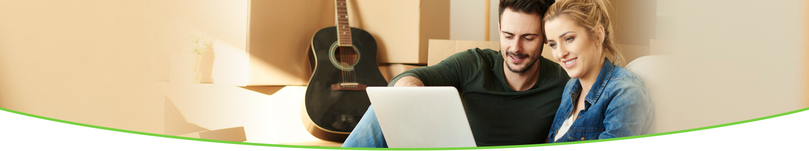 Couple looking at laptop