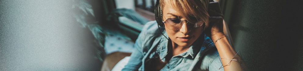 Woman wearing headphones